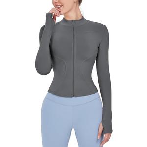 Locachy Women's Lightweight Stretchy Workout Full Zip Running Track Jacket with Thumb Holes, Size M