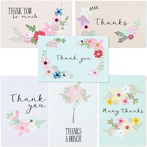 BEST PAPER GREETINGS 72 Pack Thank You Postcards, Floral Note Cards for Wedding, Bridal Shower, Baby Shower, 4x6 in