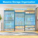 Ulif E13C Max Heavy Duty Closet Organizer System，Freestanding Clothing Racks for Hanging Clothes，Adjustable Garment Rack 86" W x16 D x77 H Hold 1100 lbs，Black Rack with Black Dustproof Cover
