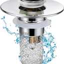 Universal Bathroom Sink Stopper & Hair Catcher, Stainless Steel Drain Filter Strainer, Anti-Clog Pop Up Drain Stopper for US Standard Bathroom Sinks (1PC)