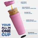 Frost Buddy Togo Buddy 30 oz Stainless Steel Vacuum Insulated Tumbler To Go Coffee Cup - Iced Coffee Cups, Iced Coffee Sleeve, Travel Mug, Thermal Cup for Hot & Cold Drinks, Dunkin Cup (Purple Glitz)