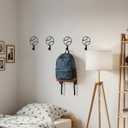 4 Pcs Baseball Metal Key Hooks for Wall Decorative Key Holder 4.7 x 7.1 Inches Coat Rack Wall Mounted Black Art Decor for Gift Coats Hats Towels Bags Hanging