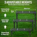 GARLLEN Folding Grill Table, 3-Height Adjustable Lightweight Grill Table with Heat-Resistant Tabletop, Portable Aluminum Camping Table for BBQ, Picnic, Cooking, 35.4" L x 15.7" W, Threaded Install