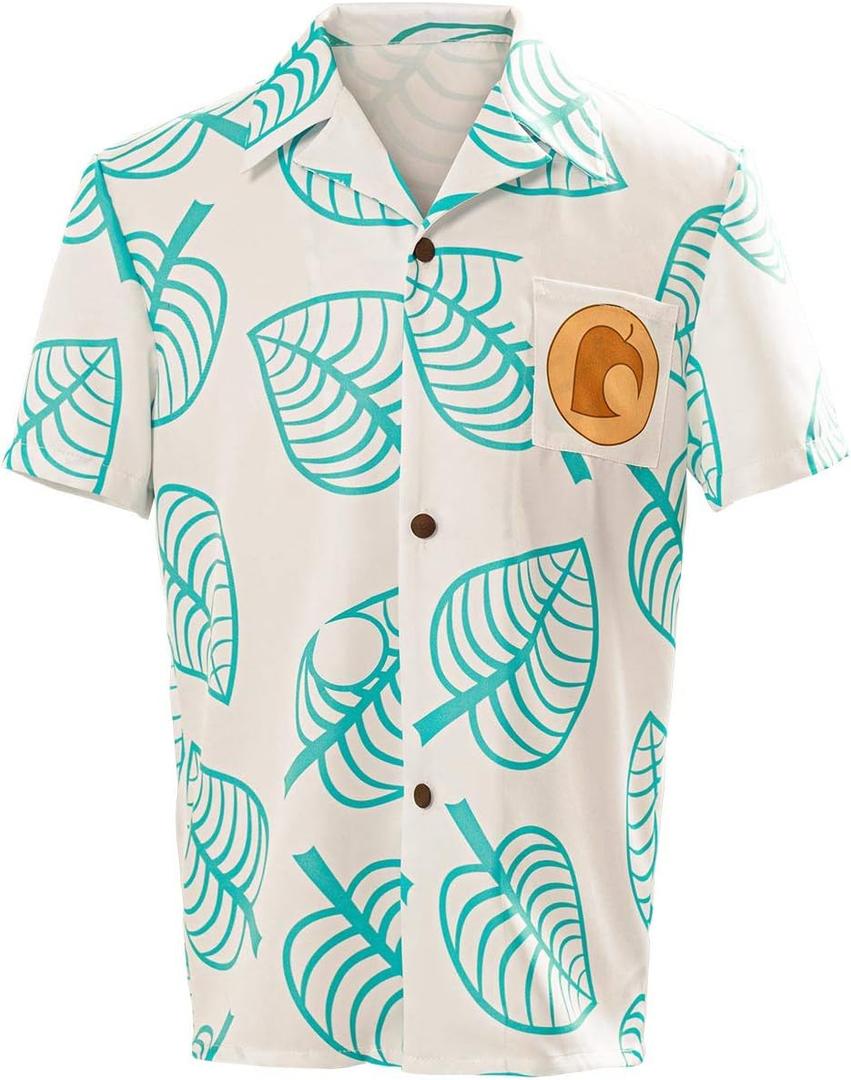 Unisex Animal Nook Tom Shirt Cosplay Costume Short Sleeve Button up Tops (XX-Large, Male)