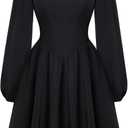 Scarlet Darkness Renaissance Corset Dress Long Sleeve Mini Dresses for Women Fishbone Fall Wedding Guest Party Dress (14, Black)
