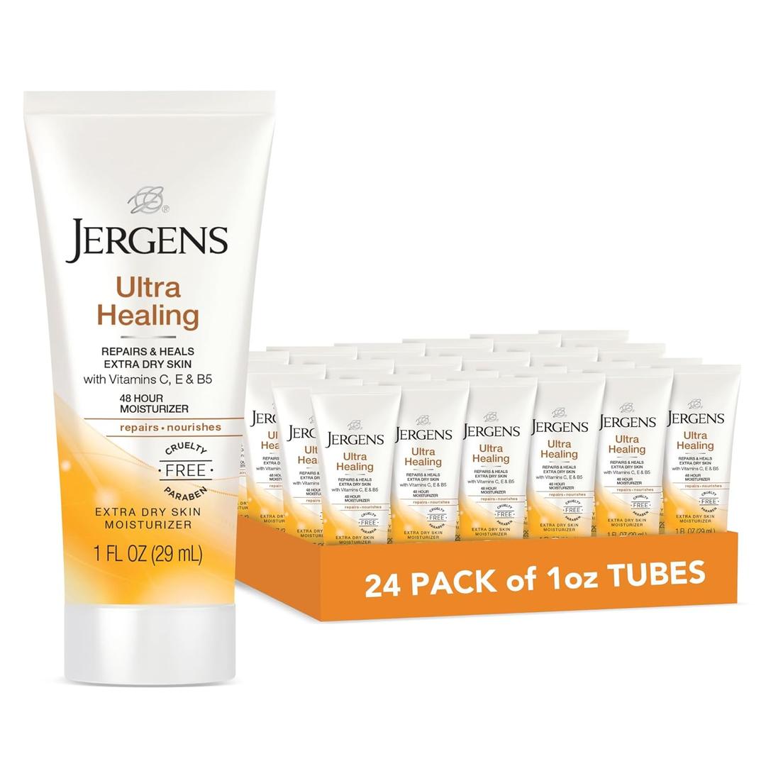 Jergens Ultra Healing Dry Skin Moisturizer, Travel Size Body and Hand Lotion, 1 Oz (Pack of 24)
