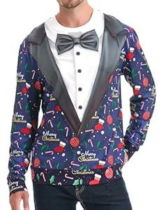 *daisysboutique* Unisex Women Men Christmas Ugly Sweatshirt Funny Halloween 3D Effect Graphic Costume Holiday Pullover (Medium, Party Suit 5)