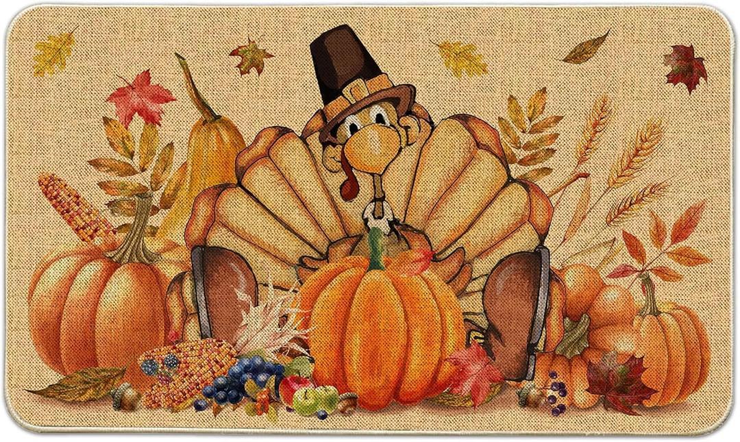 pinata Thanksgiving Door Mat Outdoor 17x29 Inch, Turkey Welcome Mats Outdoor, Thanksgiving Doormat Rug for Front Door Decorations