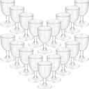 48 Pcs Disposable Plastic Glasses 5 oz Party Cups Hard Plastic Drinking Glasses with Stem Stackable Stemmed Goblets for Champagne Dessert Wedding Home Toasting(Clear)