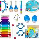 Wooden Musical Instruments Set for Toddlers 1-3, Natural Wood Percussion Instruments Xylophone Gift Set for Girls Boys Kids ,Preschool Educational Musical Toys with Storage Bag