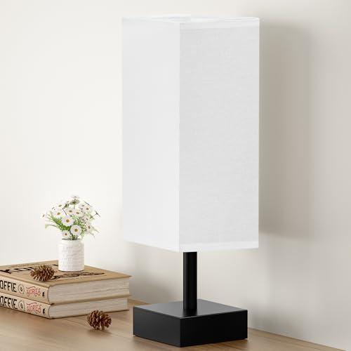 aooshine White Small Table Lamp - Bedside Lamp for Bedroom, Minimalist Nightstand Lamp with Silver Base, Desk Lamp for Kids Room Dorm