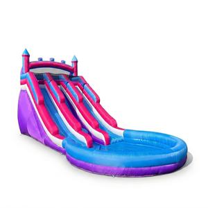 Inflatable Commercial Grade Water Slide with Water Tube and Blower for Kids and Adults All Age 21 x 12 x 9 FT Wet and Dry Huge PVC Pool for Summer Party-Oxford-Double Slide-Pink