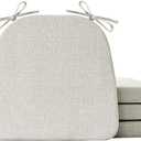 Chair Cushions for Dining Chairs Set of 4, Non Slip Kitchen Chair Pads, 17" x 16" x 2", Indoor Dining Chair Cushions with Ties, D-Shaped Seat Cushions for Kitchen Chairs, Beige