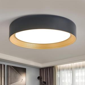 Dimmable 15.75 Inch LED Flush Mount Ceiling Light,Modern Black and Gold Lighting Fixture,Round 36W 3000K-6500K 5CCT Ceiling Lamp for Bedroom,Hallway,Living Room