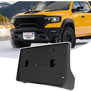 Heavy-Duty ABS Front License Plate Bracket  License Plate Holder & Frame Compatible with Dodge RAM 2018-2024, Quick Installation with Screws, Vibration Dampening & Rust-Proof Design,Carbon Fiber