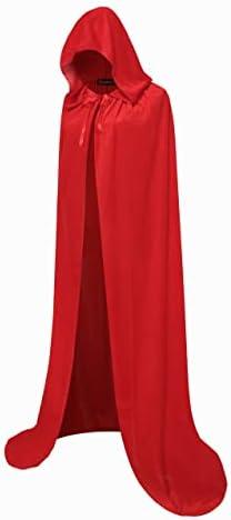 Regenboog 43inch Red Velvet Cape with Hood, Women Cloak with Hood, Christmas Halloween Costumes, Masquerade, Witch Cape, Wizard Cape Adult, 110cm