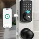 Keyless Entry Door Lock with Handle Set, Smart Door Lock with Fingerprint, 5 in 1 Unlock, Auto Lock Biometric Fingerprint Door Lock for Front Door, Easy Installation (Black)