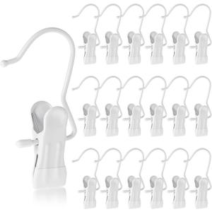 Hotop Boot Hanger Clips for Closet, Laundry Hanging Hooks Heavy Duty Clips Boot Holder Portable Single Hooks Space Saving for Pants Jeans Clothes Hats Tall Towels(White,20 Pieces)