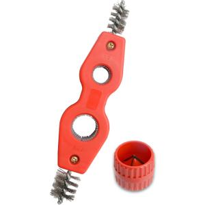 Copper Pipe Cleaner and Reamer Set, 4 in-1 Copper Tubing Brush Pipe Inside and Outside Wire Brush, Copper Pipe Deburring Tool for Soldering, Copper Pipes, Tubes, Pipe Deburring - Red