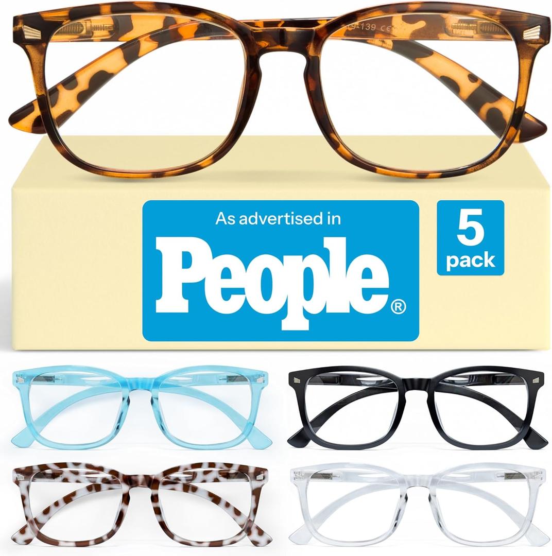 CCVOO Reading Glasses for Women, Eyeglasses, Blue Light Readers for Women, Computer Eye Glasses, Cheaters (*C1 Mix, +5.)