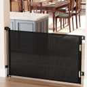 Cumbor Baby Gate Retractable Gates for Stairs, Mesh Dog Gate for The House, Wide Pet Gate 33" Tall, Extends to 55" Wide, Long Child Safety Gates for Doorways, Hallways, Cat Gate Indoor/Outdoor(Black) (55" Wide)