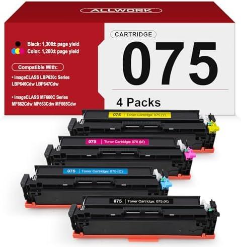 075 Toner Cartridge Compatible Replacement for Canon 075 075H Toner Cartridge Set Works for Canon Color imageCLASS MF662Cdw MF663Cdw MF665Cdw LBP646Cdw LBP647Cdw LBP640 MF660 Series Printer, 4 Pack