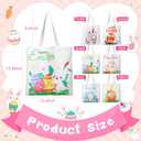 Photect 6 Pcs Easter Tote Bags 13.78 x 13.39 Inch Canvas Bunny Gifts Bags for Spring Happy Easter Party Supplies