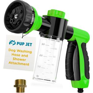 The Original Pup Jet Dog Washing Hose Attachment with Soap Dispenser  8-in-1 Fur Sweep Shower Attachment & Shampoo Sprayer for Dog Wash, Bath, and Grooming Perfect Pet Care