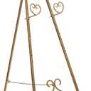Deco 79 Metal Scroll Display Easel Tall Adjustable Floor 3 Tier Floor Standing Easel, Display Stand 21" x 25" x 48", Gold, 23" X 24" X 48"