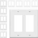 ENERLITES Decorator Light Switch or Receptacle Outlet Wall Plate, Size 2-Gang 4.50" x 4.57", Polycarbonate Thermoplastic, 8832-W-10PCS, White (10 Pack)