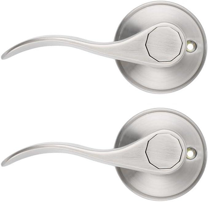 Probrico Half Dummy Door Handles Levers Single Side Non-Turning Door Handles - Pack of 2 for Closets with a Satin Nickel Finish, Left Handing