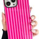 Compatible with iPhone 16 Pro Max Case, Cute Fashion Aesthetic Striped Pattern Cover for Women, Shockproof Soft TPU and Hard PC Protective Phone Case for iPhone 16 Pro Max 6.9"- Pink