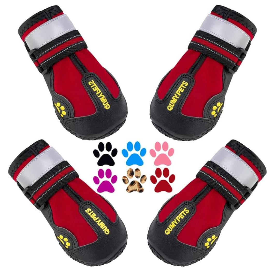 QUMY Dog Shoes for Large Dogs, Medium Dog Boots & Paw Protectors for Winter Snowy Day, Summer Hot Pavement, Water-Resistant in Rainy Weather, Outdoor Walking, Indoor Hardfloors Skid-Resistant Sole 3