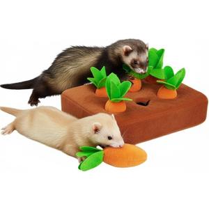 Ferret Foraging Toys Novelty Carrot Snuffle Mat Interactive Pet Treat Enrichment Toys for Small Animals Bunny Rabbit Chinchilla Guinea Pig Hamster (6Carrot)