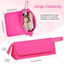 JKAOO Hair Tools Travel Bag and Heat Resistant Mat, 2 in 1 Portable Organizer Hair Travel Case for Curling Iron, Hair Straightener, Flat Irons, PU Hangable Handle, Neoprene (Vibrant RoseRed)