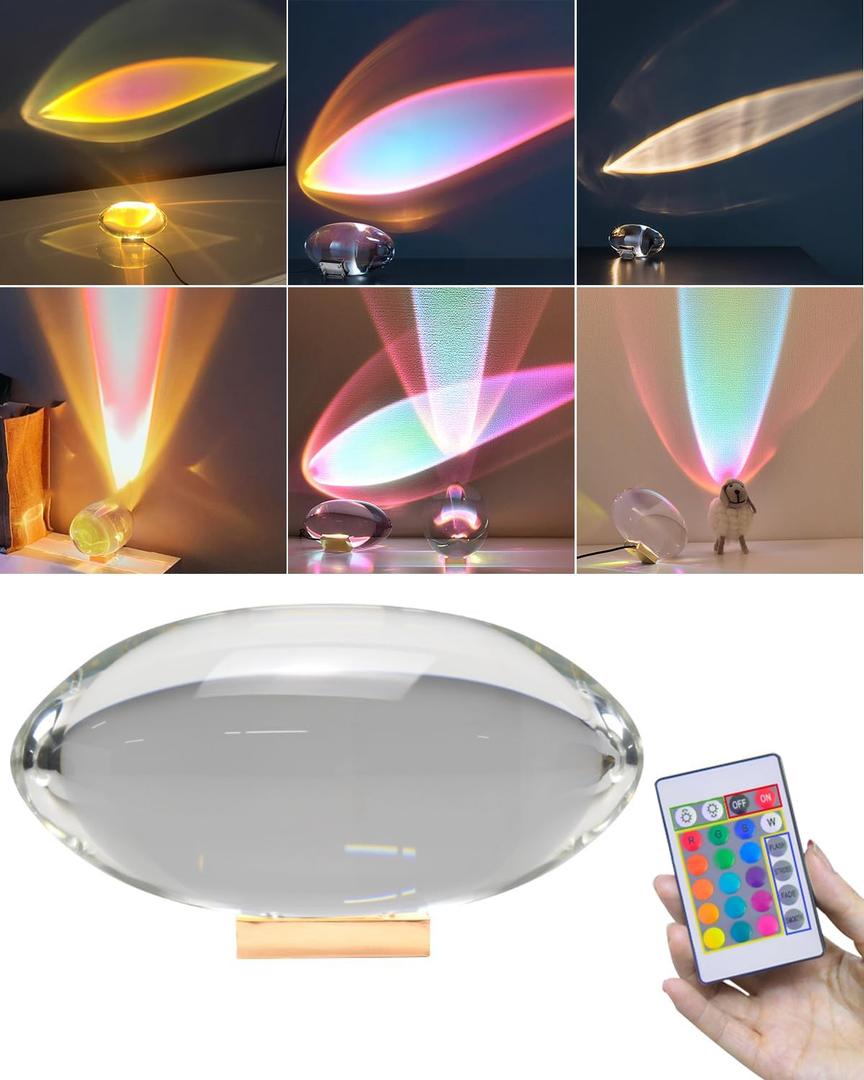 Angel Eyes Projection Night Light, Colorful Crystal Lamp Sunset Table Lamp, Crystal Atmosphere Lamp, Tabletop Light Atmosphere Night Light for Party Home Decor Bedroom Living Room