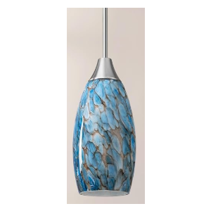 EDISHINE Pendant Light, Hand Blown Hanging Light Fixture, Adjustable Brushed Nickel Rods, Blue Glass Pendant Lighting for Kitchen Island, Sink, Bathroom, Dining Room