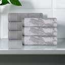 Superior Cotton 6 Piece Assorted Solid and Marble Hand Towel Set, Daily Use, Soft, Absorbent, Decorative Bathroom and Kitchen Accessories, Home Essentials, Modern Aesthetic, Hand Towel, Grey