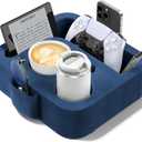 Couch Cup Holder Pillow, Sofa and Bed Organizer Caddy for iPad, Kindle, Switch, Game Controller, Remotes, Phones, Small-sized Cup & Drink Holder for Couch, Bed, Desk, Car, Beach, Desk, Blue