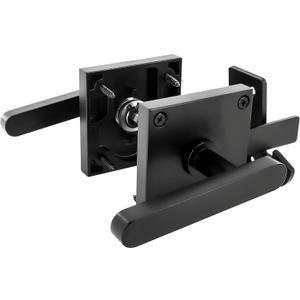 Double Sided Gate Latch, Heavy Duty Black Gate Latch for Wooden Fence, Aluminum Swinging Door Latch Gate Hardware for Outdoor Fence, Matte Black Fence Latch for Wooden Gates, Pool Gate