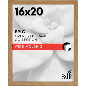 Americanflat 16x20 Picture Frame with Polished Plexiglass - Wide Picture Frames Made of Engineered Wood for Vertical or Horizontal Wall Display - Epic Collection - Dark Oak