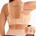 Yisfo Wireless Jelly Push Up Full Coverage Bras for Women V Mesh Seamless No Underwire Comfortable T-shirt Bralettes(Beige,XXL)