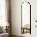 TRAHOME Arched Full Length Mirror, 56"x15" Standing Body Mirror for Wall, with Aluminum Alloy Frame for Bedroom, Living Room, Dressing Room(Black)