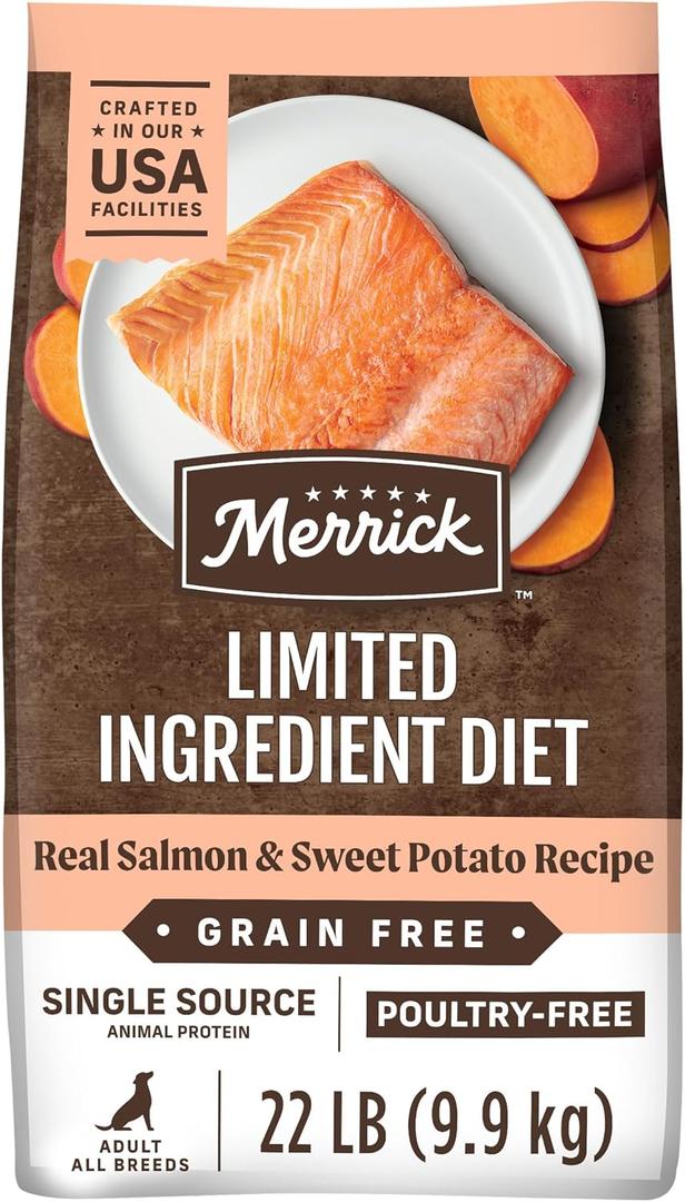 Merrick Limited Ingredient Diet Grain Free Dry Dog Food, Premium And Healthy Kibble, Salmon And Sweet Potato - 22.0 lb. Bag (22 Pound (Pack of 1))