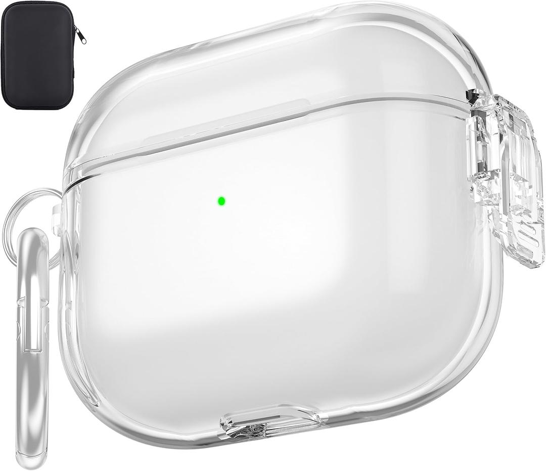 Valkit Compatible Airpods 3 Case Clear with Lock, Shockproof AirPods 3rd Generation Case Soft Transparent Protective Cover with Keychain iPods 3 Skin for Airpods 3 Gen 2021 (Side Switch Clear)