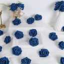 IPOPU Artificial Roses Flowers Heads, 100 Pcs Navy Blue Foam Fake Roses Bulk 3inch Stemless Faux Flowers for DIY Wedding Bouquets, Crafts, Wall Decor,Bridal Shower Party Home Decor(Navy Blue)