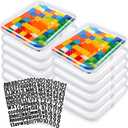 7 Pcs Clear Hard Zipper Case Plastic Zipper Pouch with 5 Sheets Alphabet Stickers Double Toy Storage Organizer Makeup Case for Travel Building Blocks Puzzles Cosmetic(13.78 x 11.81 x 2)