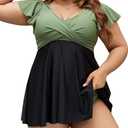 Edelqual Women's Plus Size Tankini Swimsuits Swim Dress Tummy Control Bathing Suits Two Piece High Waisted Swimwear 2025, 2XL