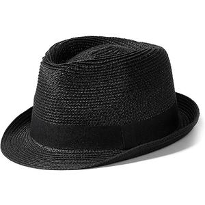 DRESHOW Women Straw Panama Hat Travel Fedora Beach Sun Hat Summer Wide Brim Straw Roll up Hat UPF 50+