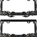 2PCS Car License Plate Frame American Standard License Plate Holder, Car License Plate Covers with Screws & Tools (Black-Scorpion, 12.65 * 6.5 * 3.85)